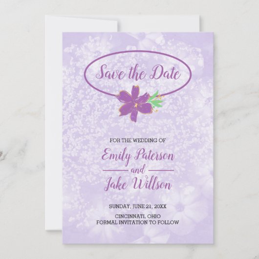 Lavender Flowers Save The Date (Voorkant)