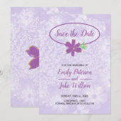 Lavender Flowers Save The Date (Voorkant / Achterkant)
