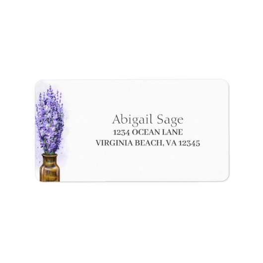 Lavender Flowers Stylish Modern Floral Address Etiket (Voorkant)