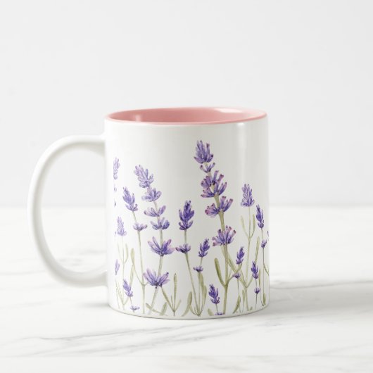 Lavender Flowers Tweekleurige Koffiemok (Links)