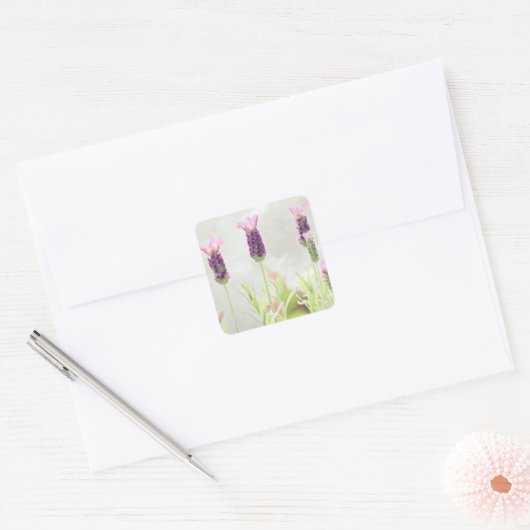 Lavender Flowers Vierkante Sticker (Envelop)
