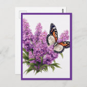 LAVENDER FLOWERS WITH BUTTERFLY BRIEFKAART (Voorkant / Achterkant)