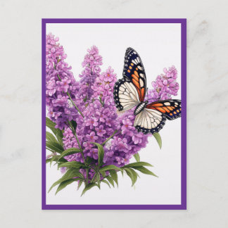 LAVENDER FLOWERS WITH BUTTERFLY BRIEFKAART