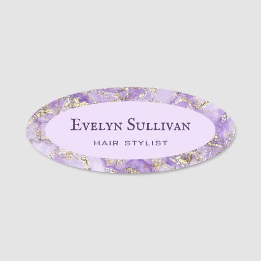 Lavender Fluid Marble Name Tag (Voorkant)