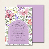 Lavender Fluttering Butterfly Greenery Baby Shower Kaart