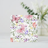 Lavender Fluttering Butterfly Greenery Square Bedankkaart (Staand voorkant)