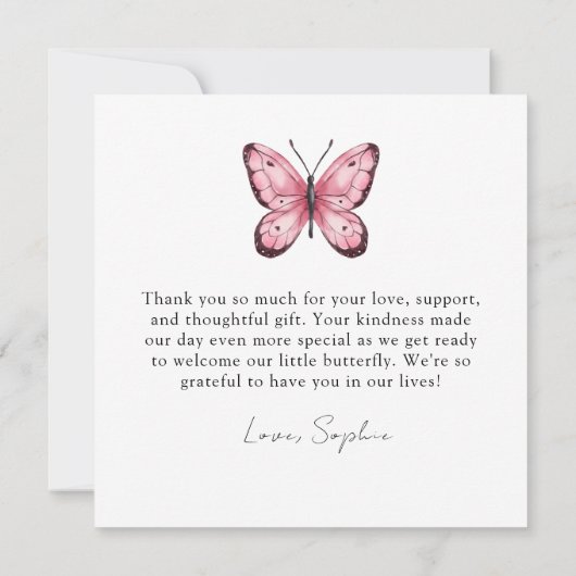 Lavender Fluttering Butterfly Greenery Square Bedankkaart (Achterkant)