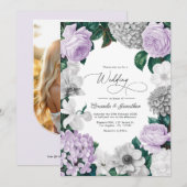 Lavender Fog, Heather Gray & Winter White Wedding Kaart (Voorkant / Achterkant)