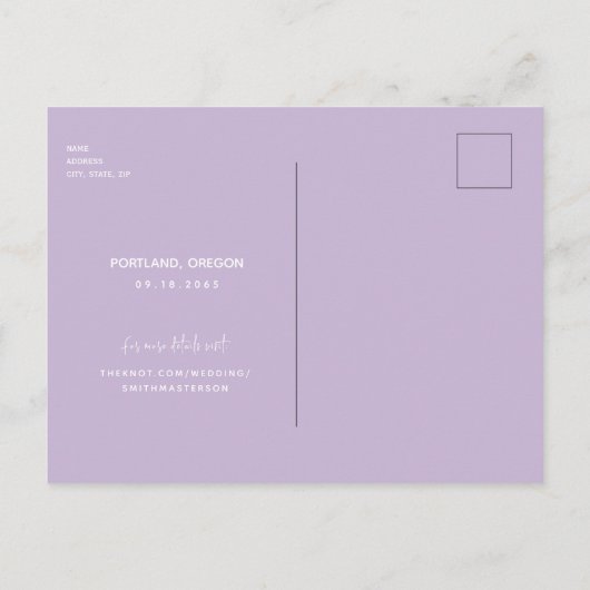 Lavender & Foliage Wedding Save the Date Briefkaart (Achterkant)