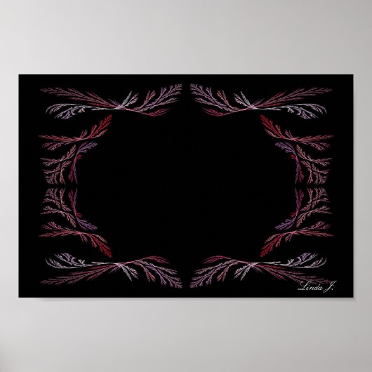 Lavender Fractal Floral Border Canvas of Poster (Voorkant)