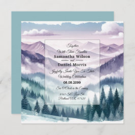 Lavender Frost in the Alpine Mist Wedding Kaart