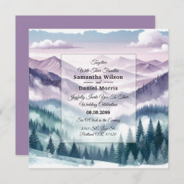 Lavender Frost in the Alpine Mist Wedding Kaart