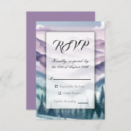 Lavender Frost in the Alpine Mist Wedding RSVP Kaartje