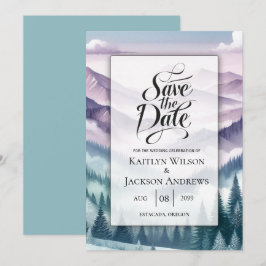 Lavender Frost in the Alpine Mist Wedding Save The Date