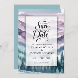 Lavender Frost in the Alpine Mist Wedding Save The Date