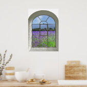 Lavender Garden Faux Uitzicht Poster (Keuken)