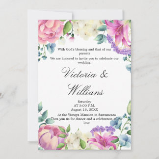 Lavender Garden Romantic Watercolor Floral Wedding Kaart