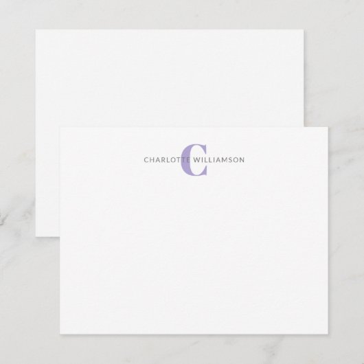 Lavender - Gepersonaliseerde monogrammed Stationer Notitiekaartje (Voorkant / Achterkant)