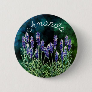 Lavender geschilderd met waterverven ronde button 5,7 cm