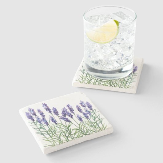 Lavender geschilderd met waterverven stenen onderzetter (Zijkant)