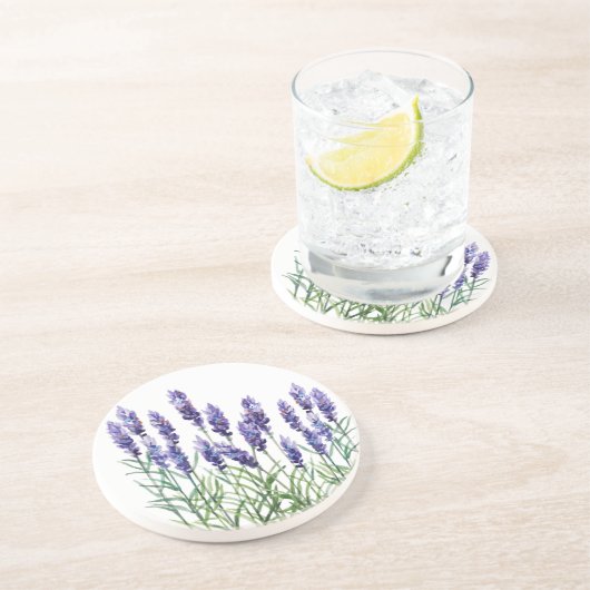 Lavender geschilderd met waterverven zandsteen onderzetter (Zijkant)