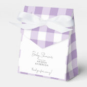 Lavender Gingham Baby shower Dank u Bedankdoosjes (Voorkant Zijde)