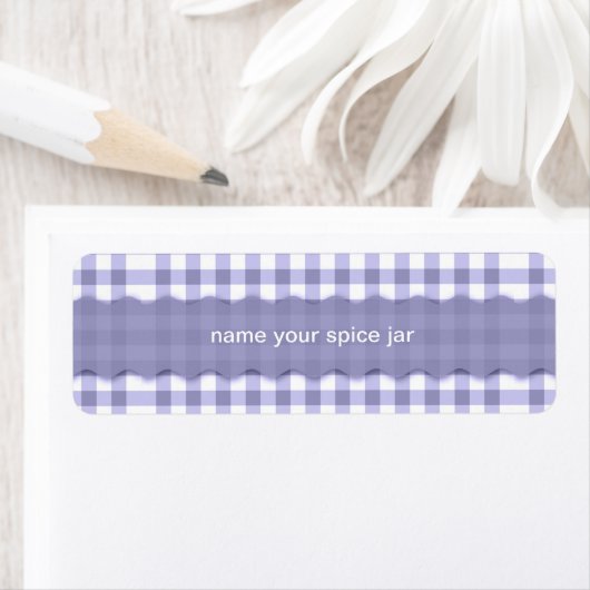 Lavender Gingham Cheques gepersonaliseerd Etiket (Insitu)