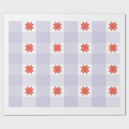 Lavender Gingham Floral Pattern Wrapping Paper  Cadeaupapier
