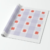 Lavender Gingham Floral Pattern Wrapping Paper Cadeaupapier (Uitgerold)