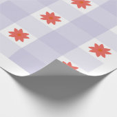 Lavender Gingham Floral Pattern Wrapping Paper Cadeaupapier (Hoek)