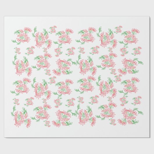 Lavender Gingham Floral Pattern Wrapping Paper Cadeaupapier (Vlak)