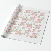 Lavender Gingham Floral Pattern Wrapping Paper Cadeaupapier (Uitgerold)