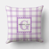 Lavender Gingham Monogrammed Kussen (Achterkant)