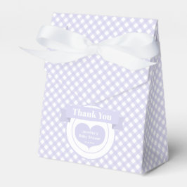 Lavender Gingham Pattern Baby shower Dank u wel Bedankdoosjes