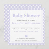 Lavender Gingham Pattern Baby shower Invitation Kaart (Voorkant / Achterkant)