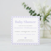 Lavender Gingham Pattern Baby shower Invitation Kaart (Staand voorkant)