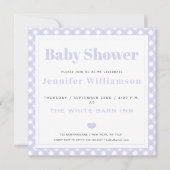 Lavender Gingham Pattern Baby shower Invitation Kaart (Voorkant)
