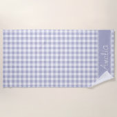 Lavender Gingham Pattern | Gepersonaliseerd Strandlaken (Voorkant)
