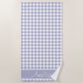 Lavender Gingham Pattern | Gepersonaliseerd Strandlaken (Voorkant)