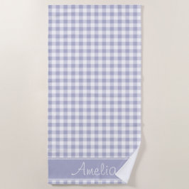 Lavender Gingham Pattern | Gepersonaliseerd Strandlaken