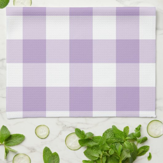Lavender Gingham Pattern Theedoek (Gevouwen)