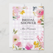 Lavender Gingham Spring Floral Bridal Shower Kaart (Voorkant)