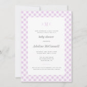 Lavender Gingham Traditional Baby shower Kaart (Voorkant)