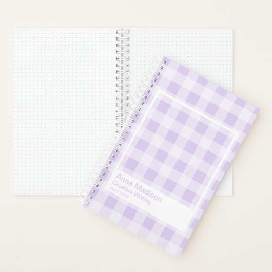Lavender Gingham Transparent Frame Notebook Notitieboek (Binnen)