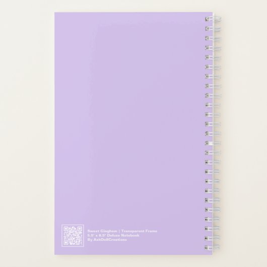 Lavender Gingham Transparent Frame Notebook Notitieboek (Achterkant)
