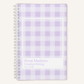 Lavender Gingham Transparent Frame Notebook Notitieboek (Voorkant)