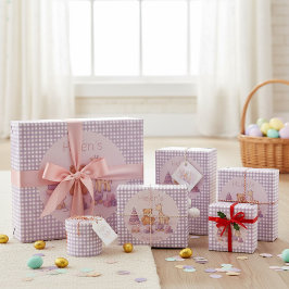 Lavender Gingham Wrapping Paper Cadeaupapier