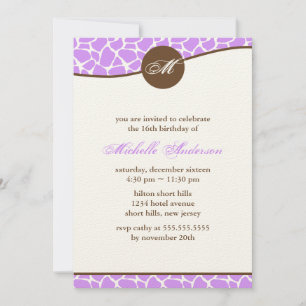 Lavender Giraffe Pattern Birthday Kaart