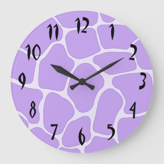 Lavender Giraffe Print Wall Clock Grote Klok (Voorkant)