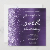 Lavender Glitter Dark Violet Folie 30th Birthday Kaart (Voorkant)